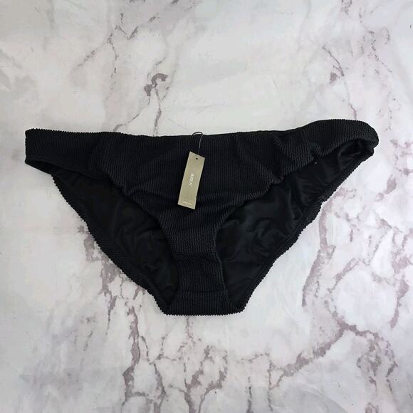 J Crew Swim Bottom Black Hipster Scrunchie Bikini Low Rise Textured Suit - Picture 1 of 10